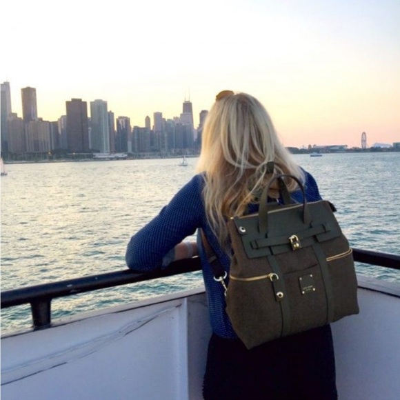henri bendel Olive Green Jetsetter Backpack NWOT - Picture 7 of 9
